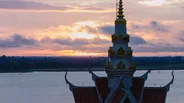Coucher de soleil sur le Mékong, Kratié et le Mékong, Cambodge