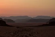 Coucher de soleil sur le Wadi Araba, Dana, Jordanie