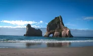 Wharariki Beach et les Archway Islands, Abel Tasman et Nelson, Nouvelle-Zélande