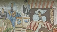 Fresque du bon et du mauvais juge, et maison de l'Inquisition, Monsaraz et le lac d'Alqueva, Portugal du Sud