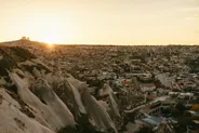 Coucher de soleil sur les vignes de Göreme, Cappadoce, Turquie